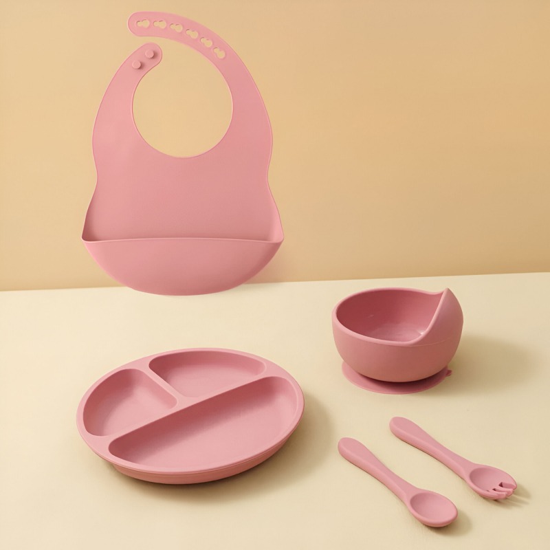 5-Piece Silicone Baby Feeding Set - BPA-Free & Mess-Free